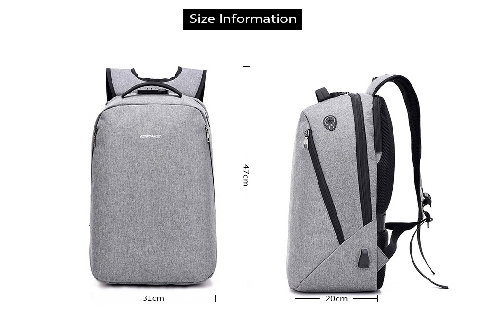 Leisure Anti-theft Lock Laptop Backpack with USB Port for Men