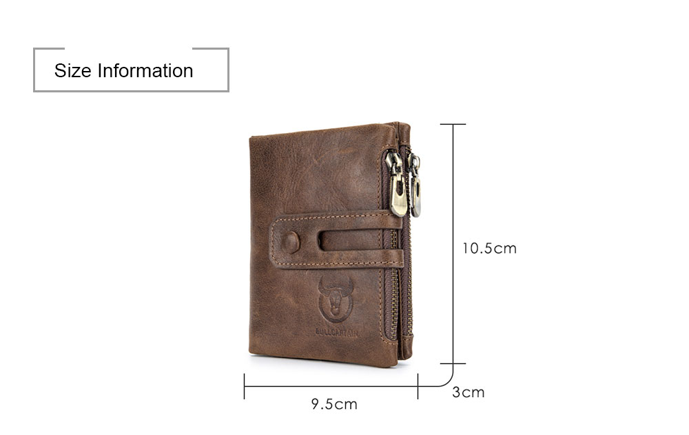 BULLCAPTAIN Genuine Leather Bifold Wallet for Men with