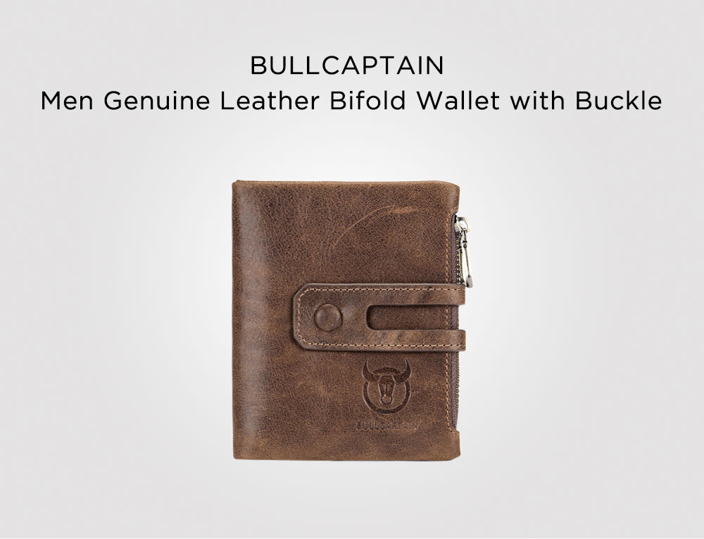 BULLCAPTAIN Genuine Leather Bifold Wallet for Men with