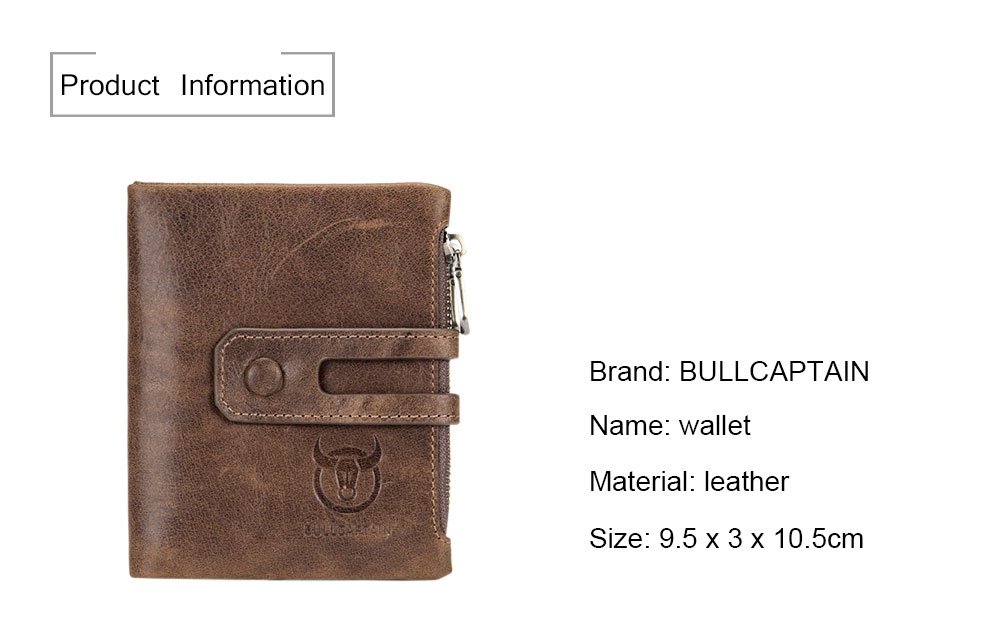 BULLCAPTAIN Genuine Leather Bifold Wallet for Men with