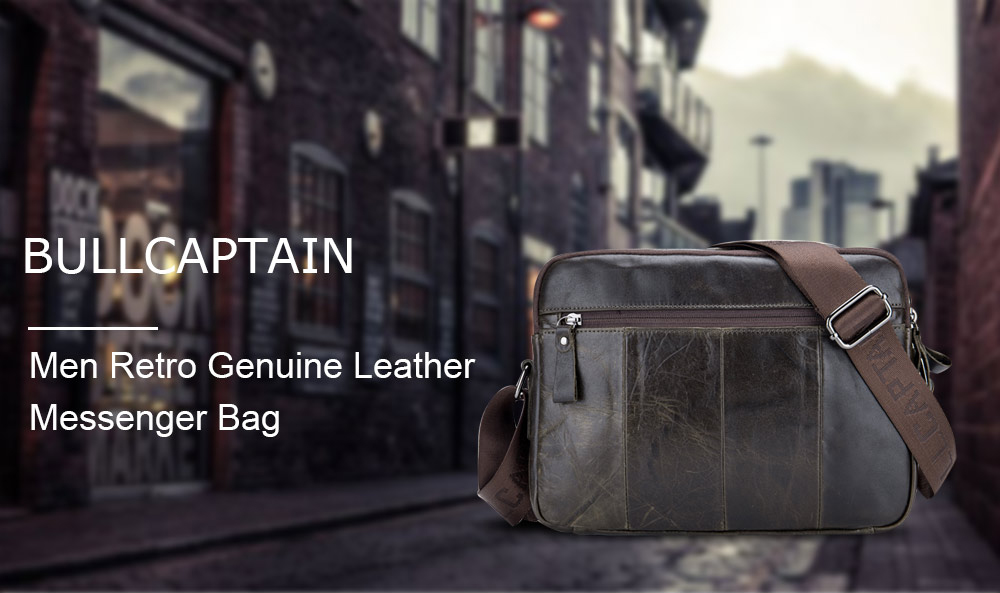 BULLCAPTAIN Genuine Leather Messenger Bag for Men