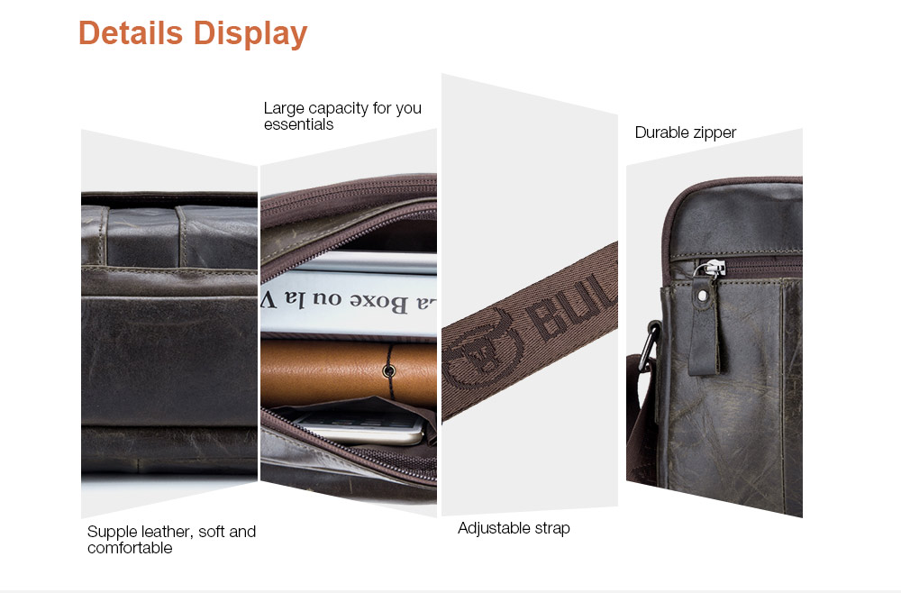 BULLCAPTAIN Genuine Leather Messenger Bag for Men