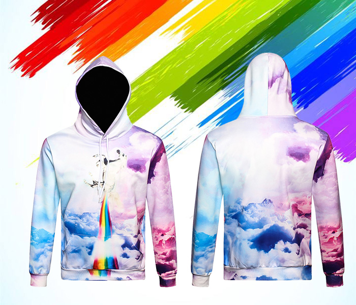 3D Splatter Paint Unicorn Print Pullover Hoodie