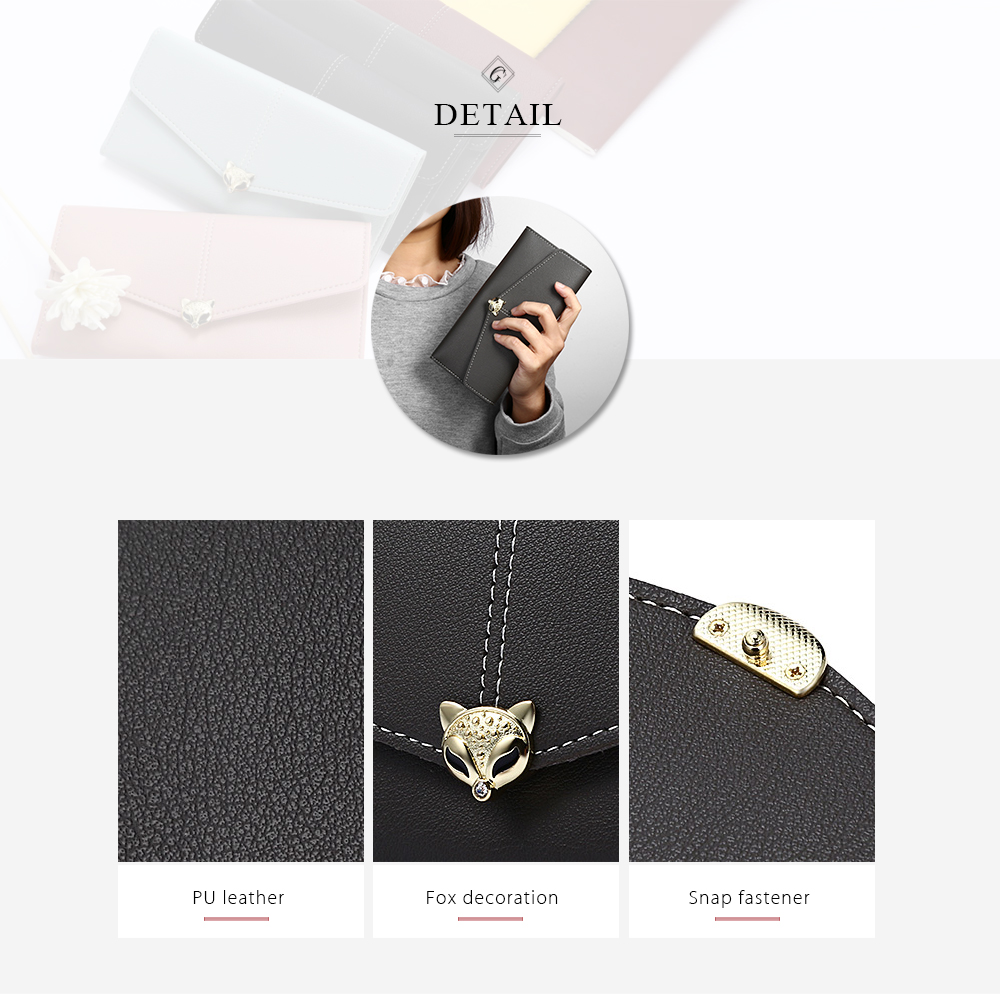 Baellerry Envelope Clutch Women Long Wallet PU Leather Purse Female Hasp Card Coin Holder