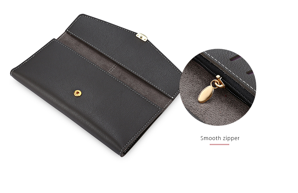 Baellerry Envelope Clutch Women Long Wallet PU Leather Purse Female Hasp Card Coin Holder