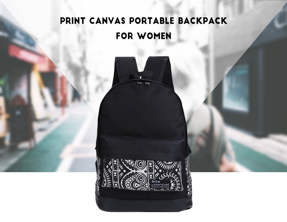 Women Print Canvas Portable Backpack