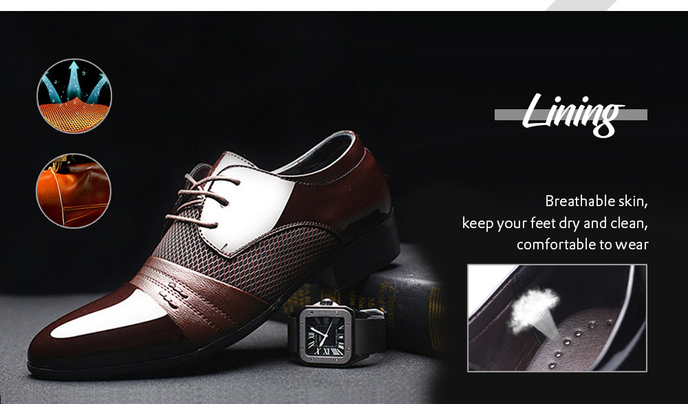 Men Formal Pointed Toe Lace Up Business Blucher Shoes