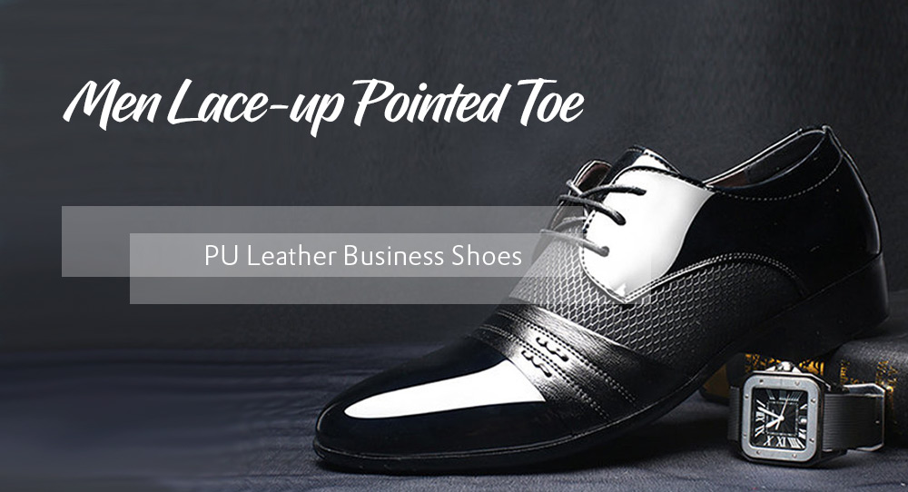 Men Formal Pointed Toe Lace Up Business Blucher Shoes