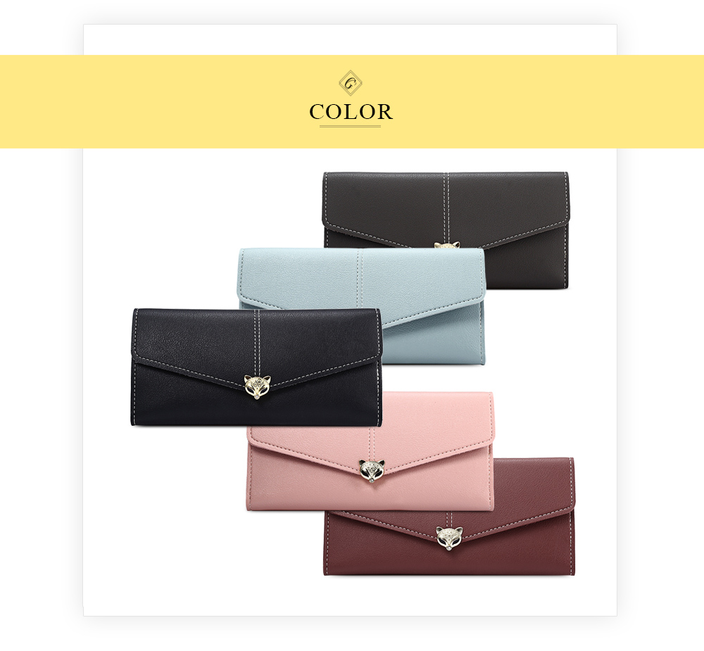 Baellerry Envelope Clutch Women Long Wallet PU Leather Purse Female Hasp Card Coin Holder