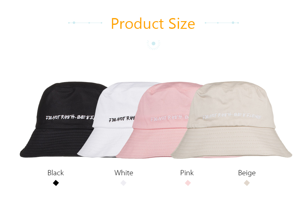 Bucket Hat Letter Embroidery Print Casual Style Women Men Cap