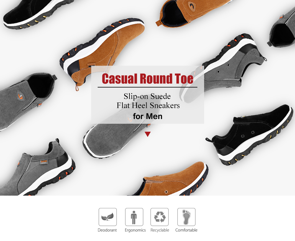 Casual Round Toe Slip-on Suede Flat Heel Outdoor Men Sneakers