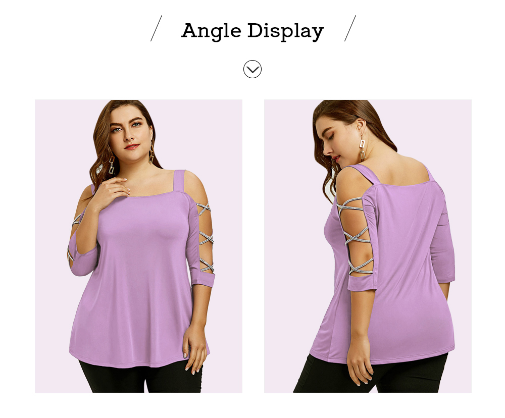 Plus Size T-shirt with Cut Out Cross Sleeve