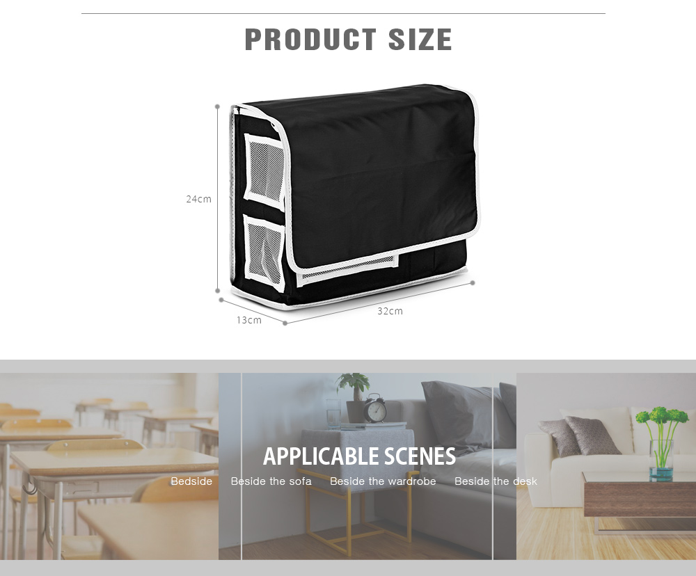 Bedside Organizer Hanging Sofa Table Storage Bag for Phone / TV Remote Control / Magazine