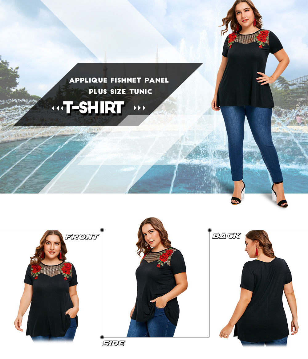 Plus Size Tunic T-shirt with Applique