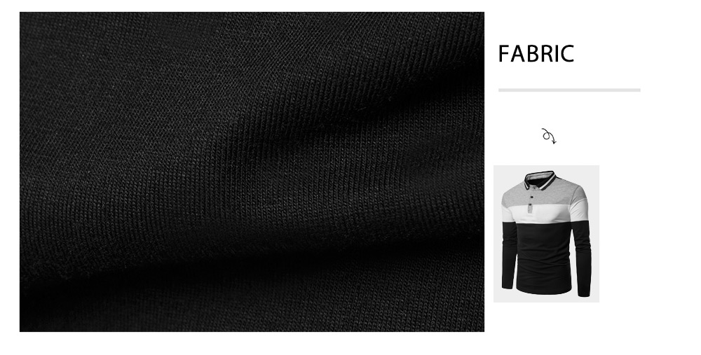 Casual Turn-down Collar Long Sleeve Button Color Blocking Men T-shirt