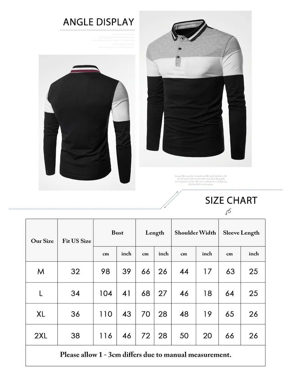 Casual Turn-down Collar Long Sleeve Button Color Blocking Men T-shirt