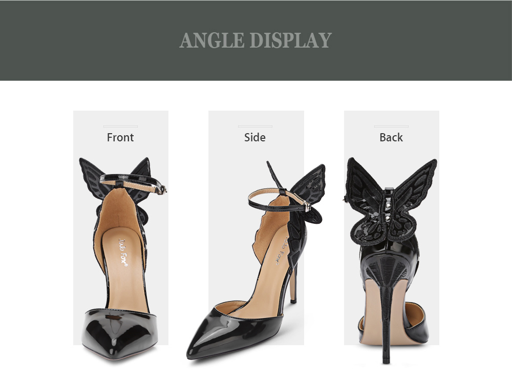 Trendy Pointed Toe Ankle Strap Butterfly Stiletto Heel Women Sandals