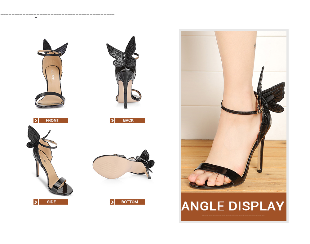 Trendy Open Toe Ankle Strap Butterfly Stiletto Heel Sandals Women Shoes