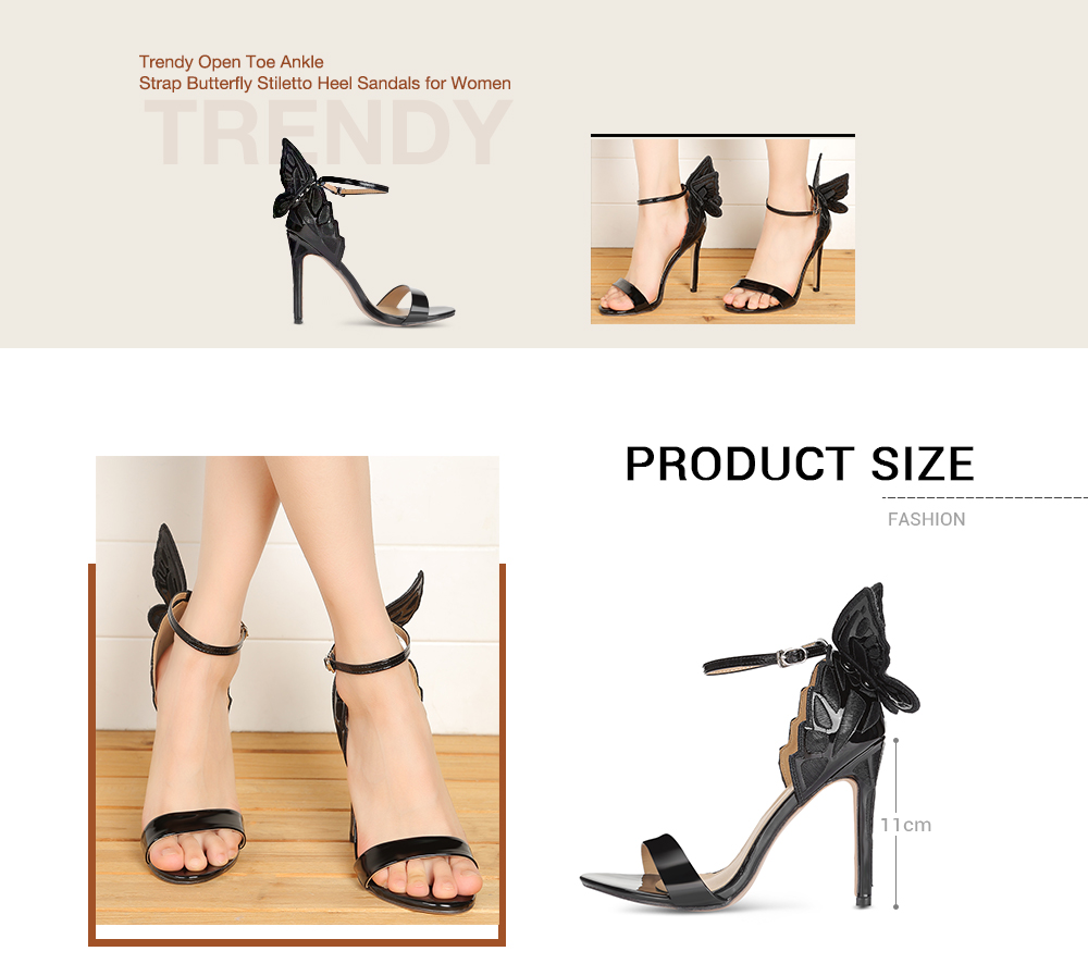 Trendy Open Toe Ankle Strap Butterfly Stiletto Heel Sandals Women Shoes