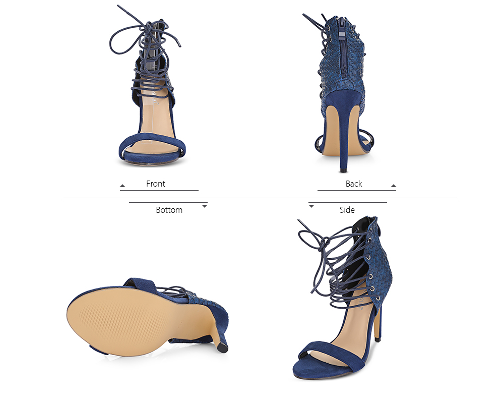 Trendy Pointed Toe Lace-up Criss-cross Strap Stiletto Heel Sandals Women Shoes