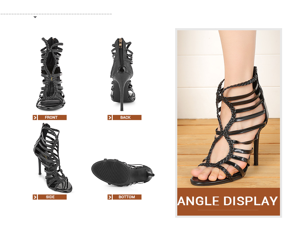 Sexy Pointed Toe Stiletto Heel Strappy Gladiator Sandals Women High-heeled Shoes