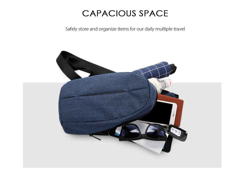 Canvas Casual Men Chest Pack Male Travel Crossbody Bag with Earphone Port