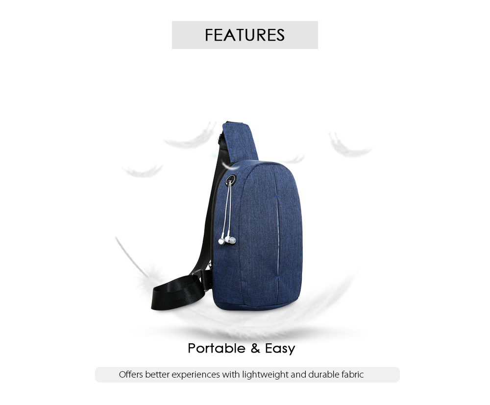 Canvas Casual Men Chest Pack Male Travel Crossbody Bag with Earphone Port