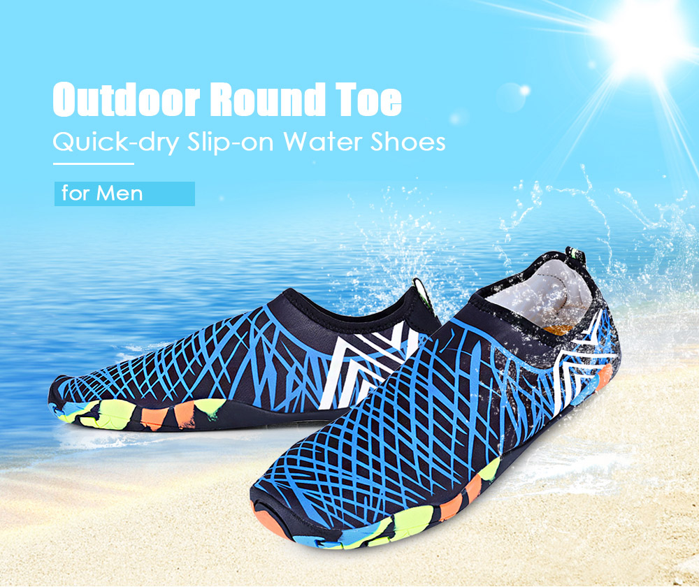 Outdoor Round Toe Quick-dry Breathable Flat Heel Slip-on Men Water Shoes