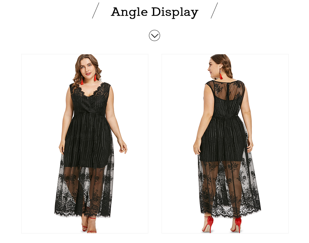 Plus Size Sleeveless Maxi Lace Dress