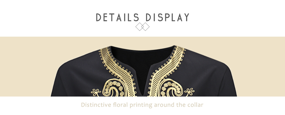 Ethnic Style V-neck Collar Printing Shirt Teenage Top