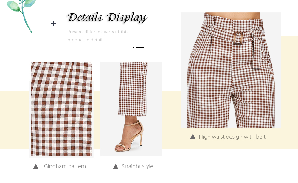 High Waisted Gingham Pants with Belt