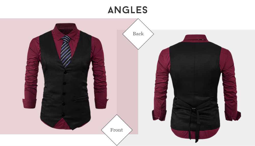 Men Business Suit Vest Slim Solid Button Sleeveless Skinny Wedding Waistcoat