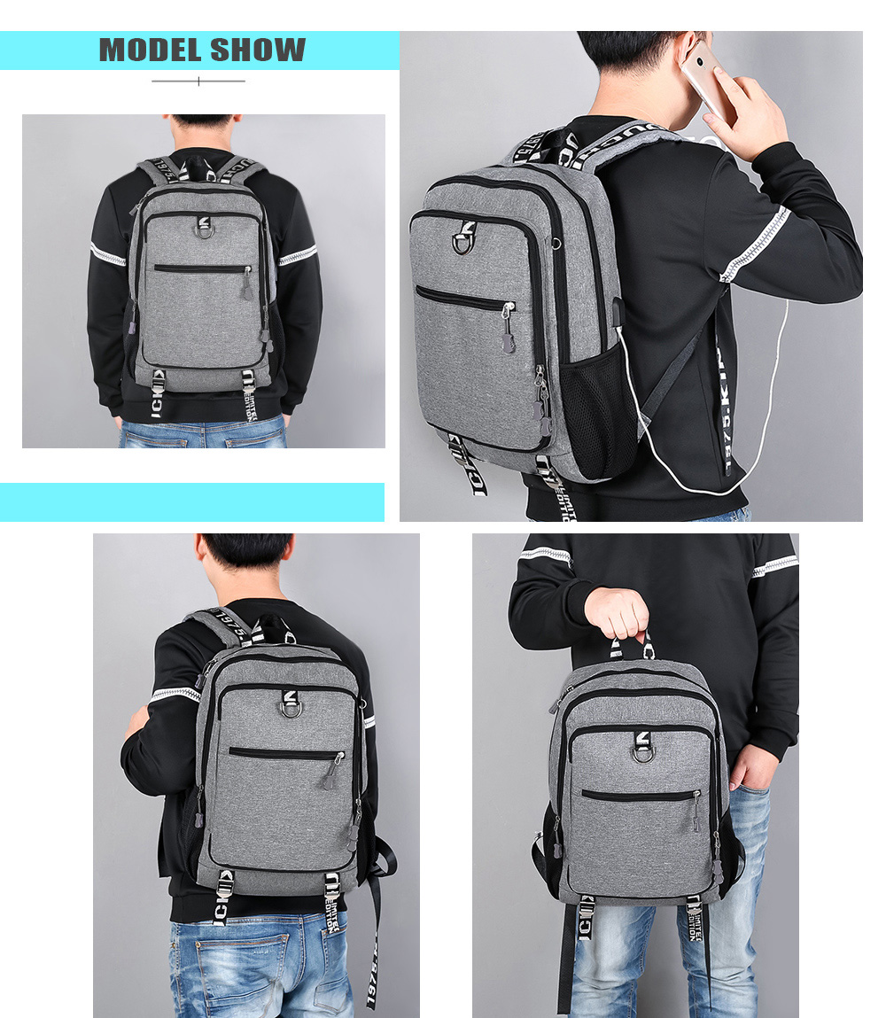 Guapabien Large Capacity Men's Travel Laptop Backpack with USB Charging Port