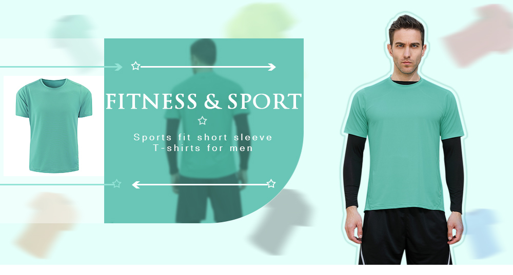 Male Quick Drying Fit Short Sleeve T-shirts Top Tee for Men Sports Run Gym