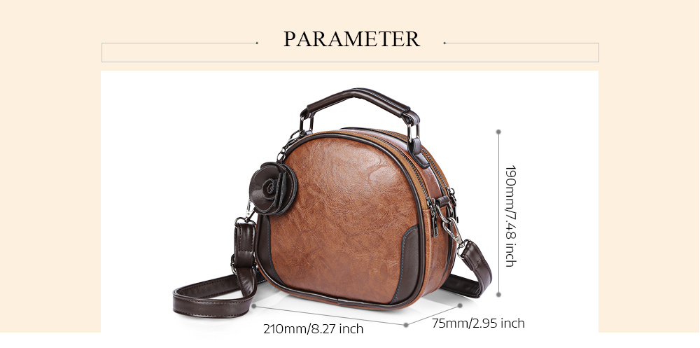 Vintage Women PU Leather Cross Body Shoulder Message Bag Female Zipper Handbag