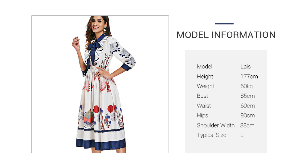Bow Neck Ruffled Printed Midi Dress