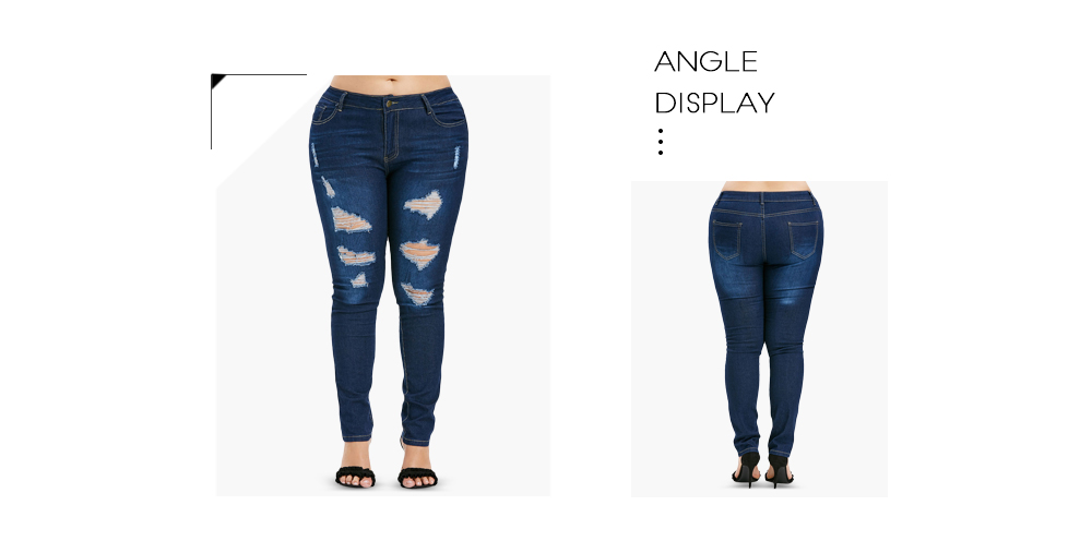 Plus Size High Waist Ripped Jeans