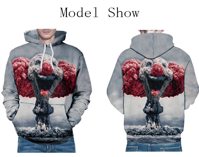 3D Mushroom Cloud Print Pullover Hoodie