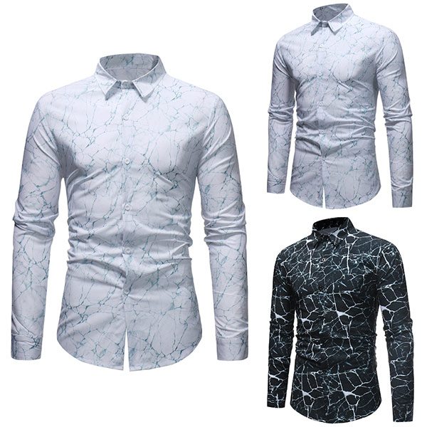 Marble Print Long Sleeve Shirt