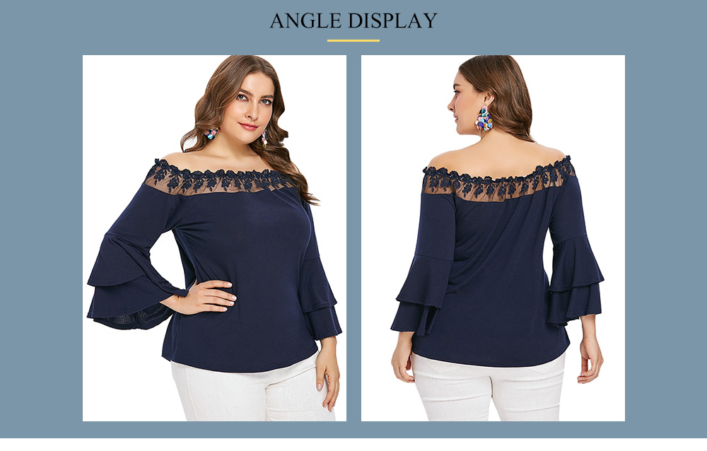 Plus Size Long Layered Bell Sleeve Blouse