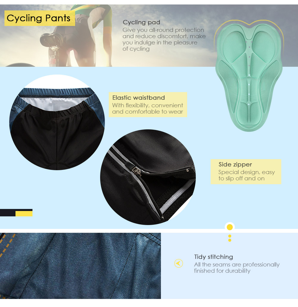MUBODO Long Sleeve Zipper Print Jersey Padded Tight Pants Men Cycling Set