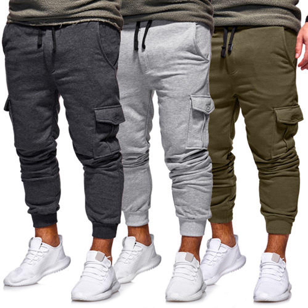 Side Pockets Fleece Jogger Pants - Dark Gray - 3889115812 Size S