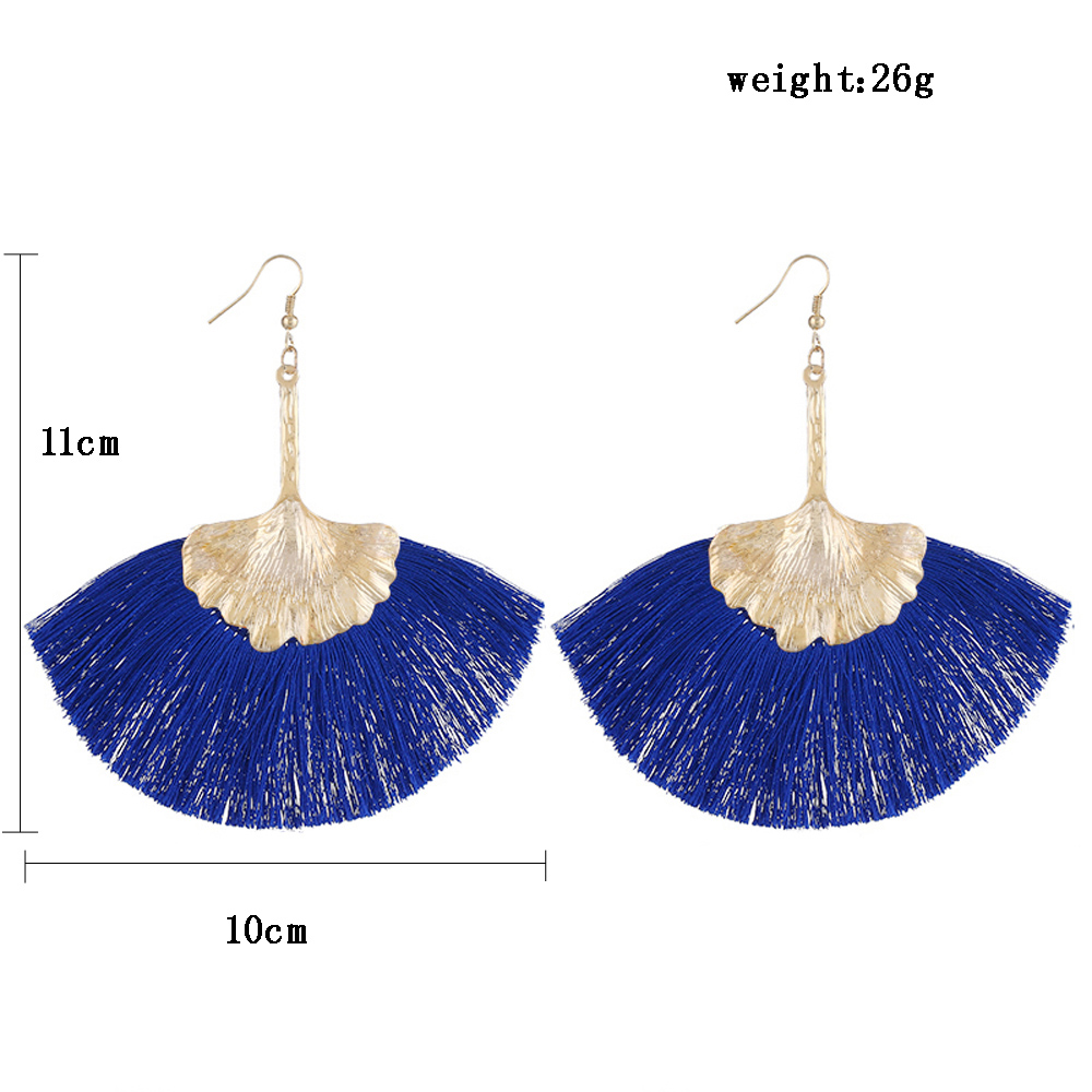 Boho Fan Shaped Fringe Alloy Hook Earrings