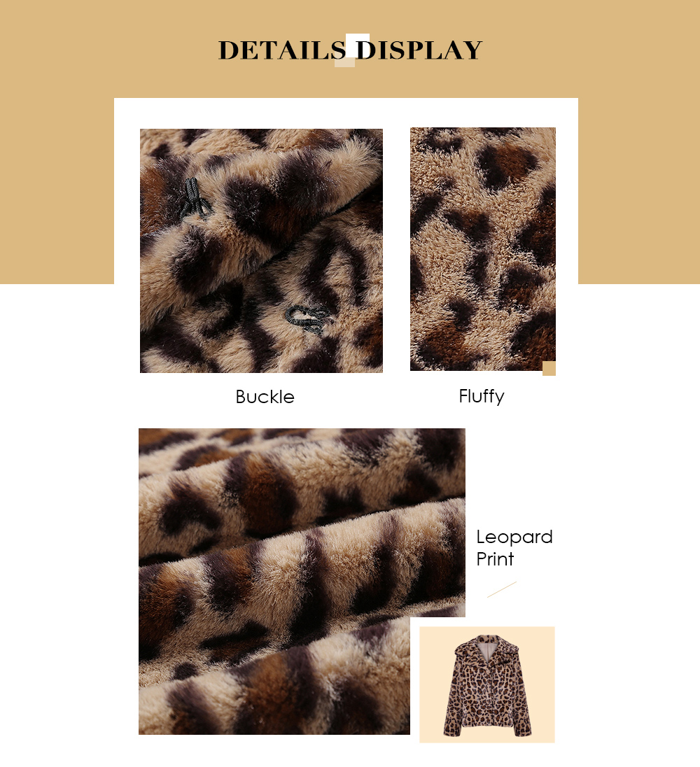 Langstar Women Leopard Print Fluffy Loose Coat Fashionable Warm Soft Nap Jacket