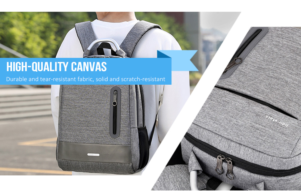 USB Charging Earphone Hole Laptop Backpack Canvas Large Capacity Men Travel Bag