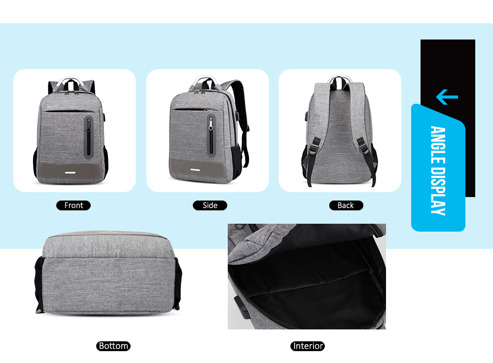 USB Charging Earphone Hole Laptop Backpack Canvas Large Capacity Men Travel Bag