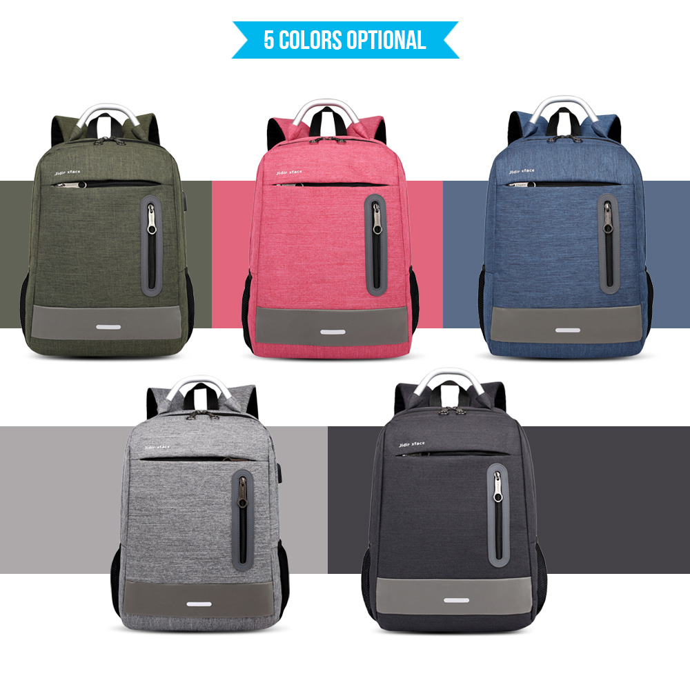 USB Charging Earphone Hole Laptop Backpack Canvas Large Capacity Men Travel Bag