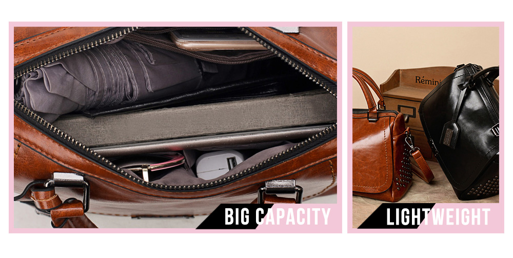 PU Leather Rivet Handbag Large Capacity Shoulder Diagonal Cross Bag