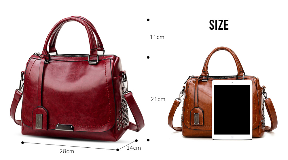 PU Leather Rivet Handbag Large Capacity Shoulder Diagonal Cross Bag