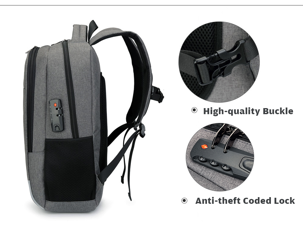 AUGUR Leisure Anti-theft Laptop Travel Backpack with USB Charging Port